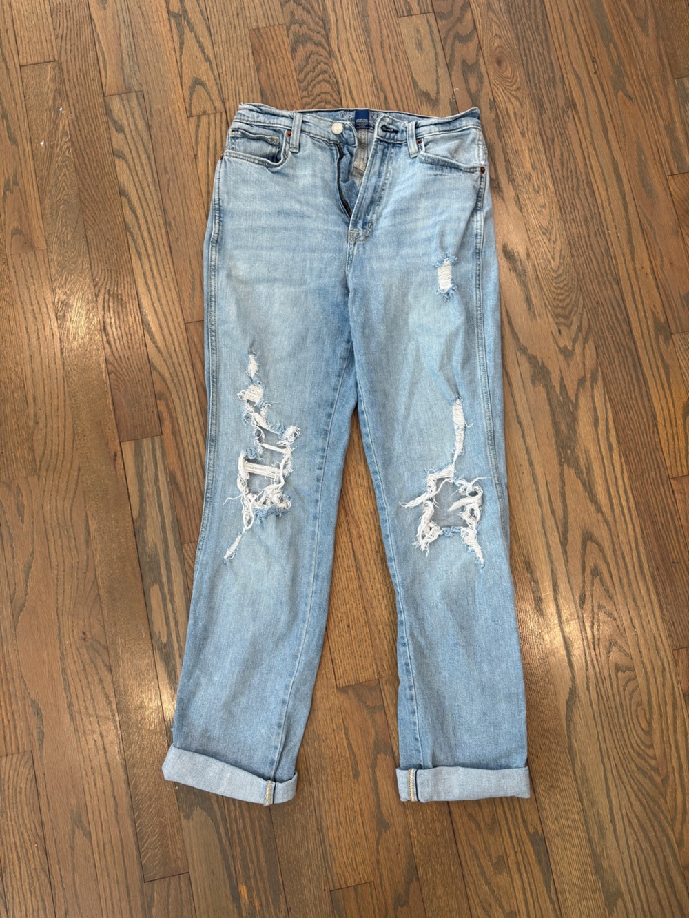 Arizona Jean Company Light Blue Distressed Boyfriend Jeans